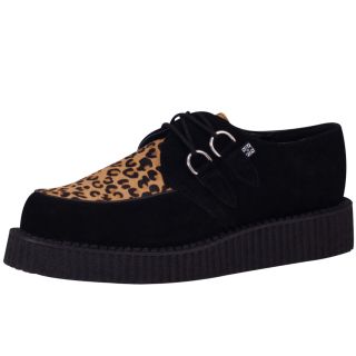 TUK -CREEPER BLACK SUEDE & LEOPARD COWHAIR LOW SOLE